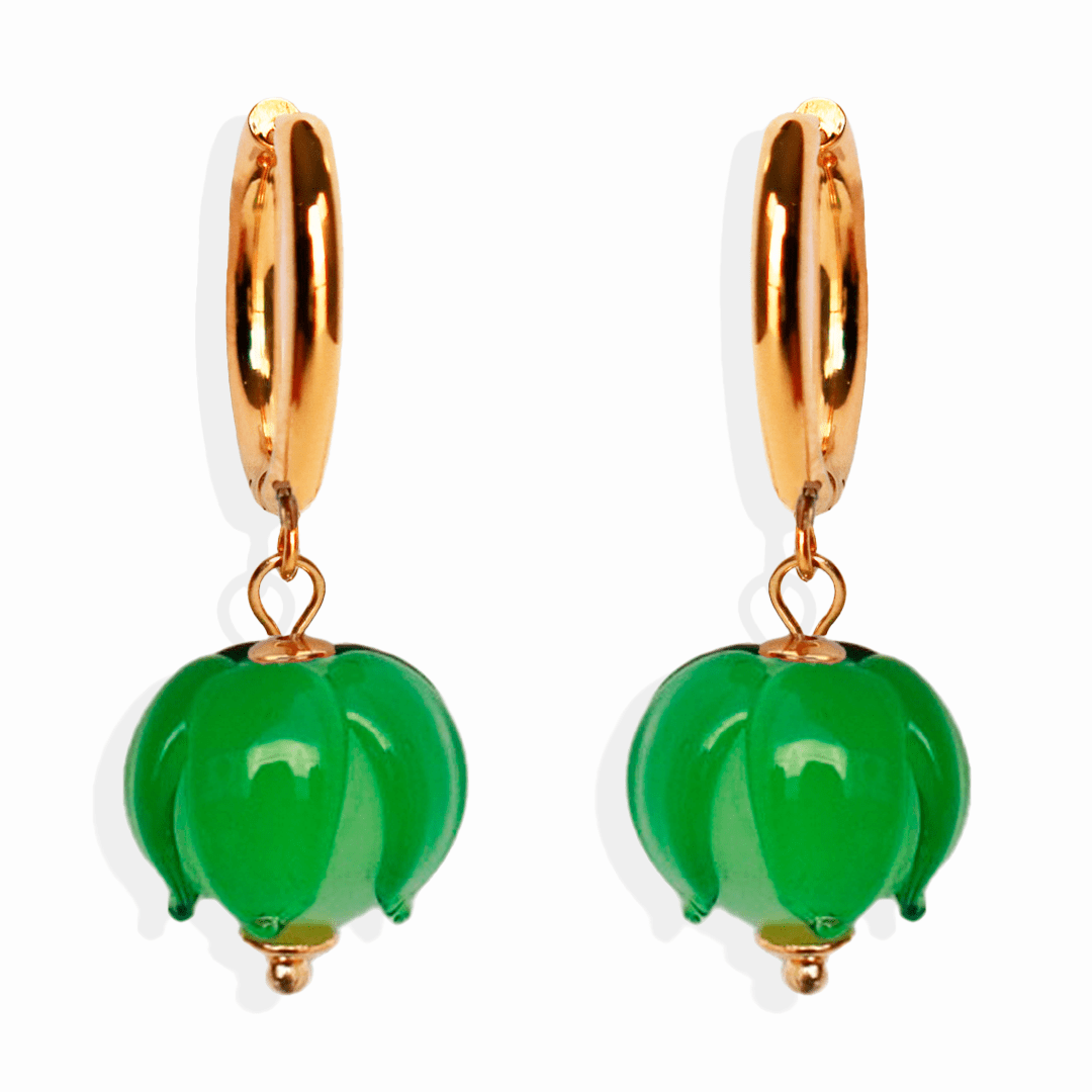 Pendientes cristal flor verde (1) Pendientes Lill - detalle 5 - bisutería artesanal Katarsis