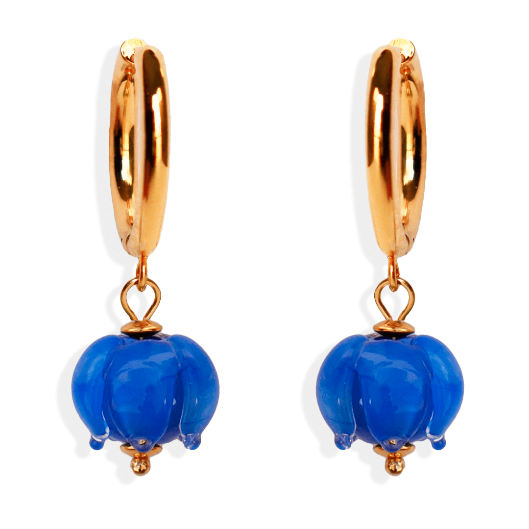 Pendientes flor cristal azules (1) Pendientes Lill - detalle 4 - bisutería artesanal Katarsis