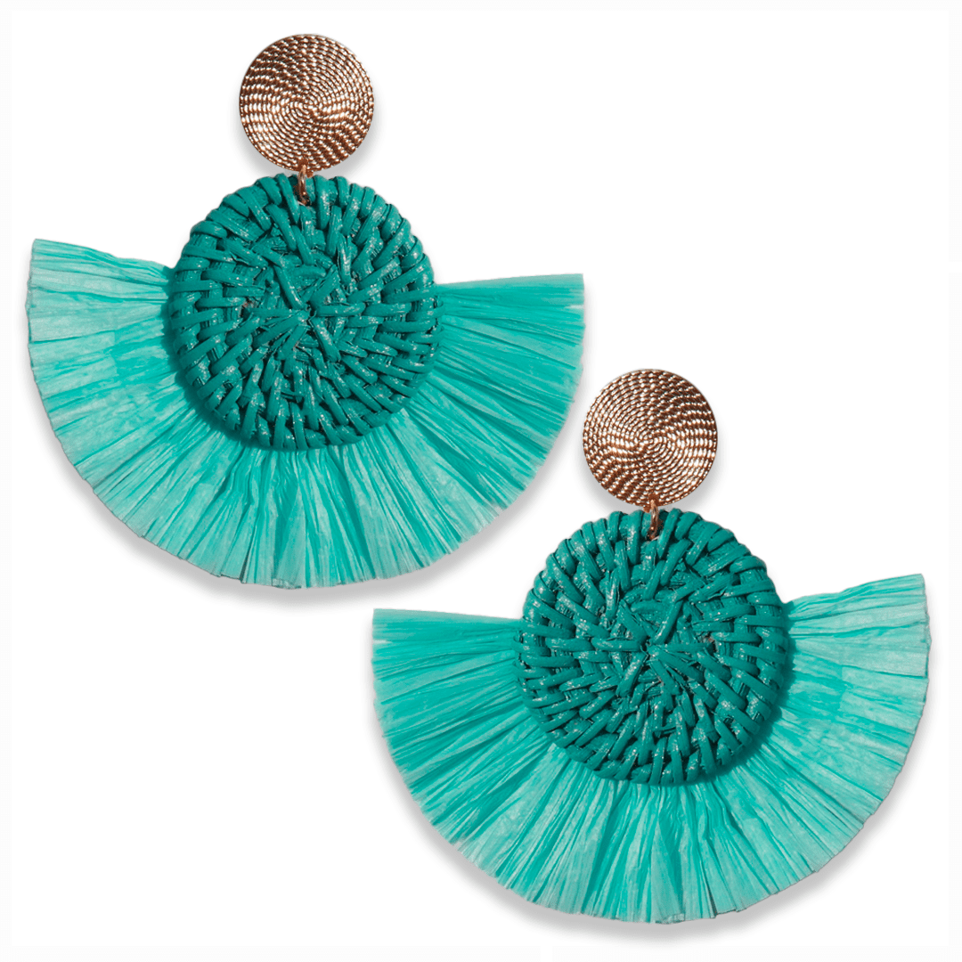 Pendientes rafia azul Pendientes Rafia - detalle 4 - bisutería artesanal Katarsis