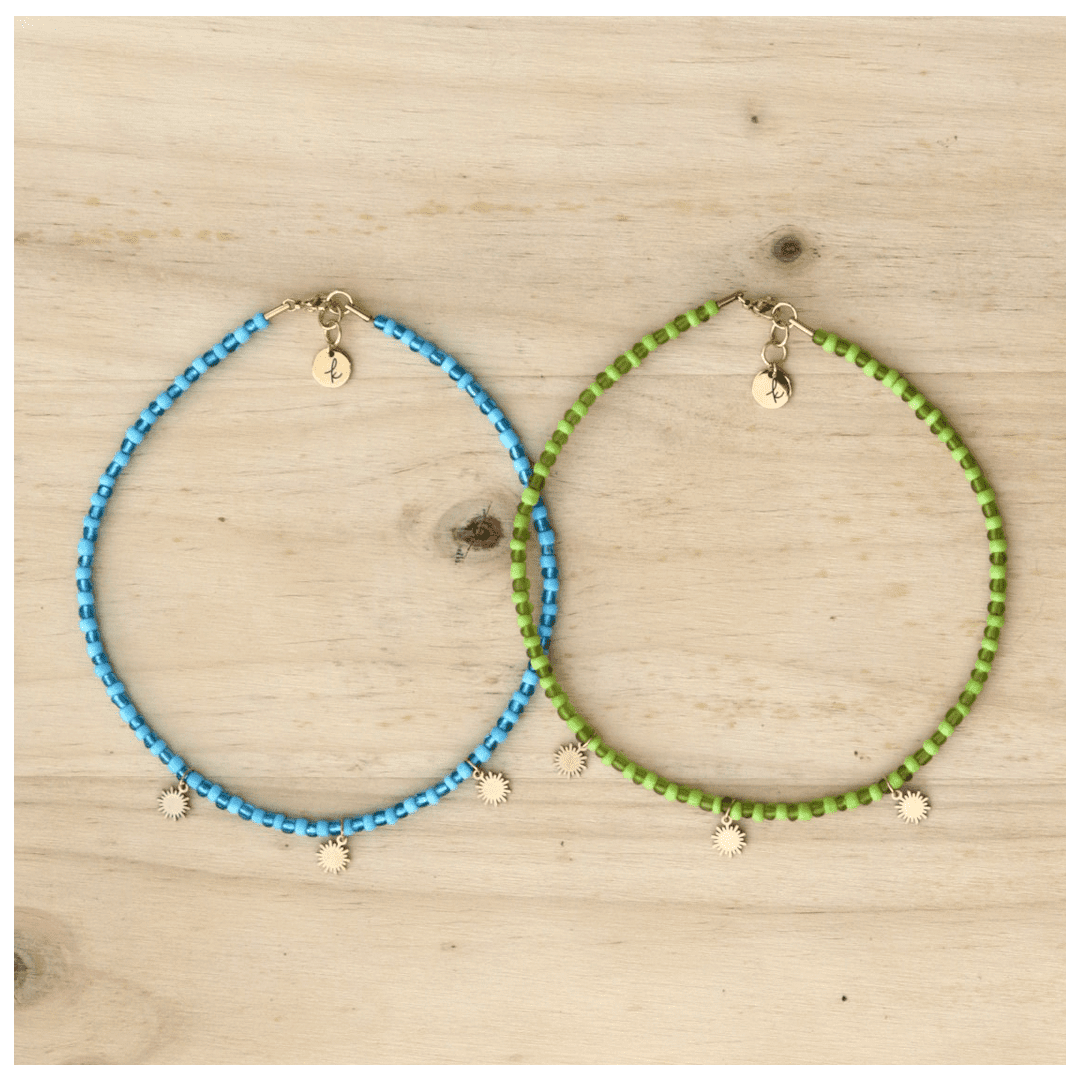 Collares azul y verde sol Collar Ilios - detalle 3 - bisutería artesanal Katarsis