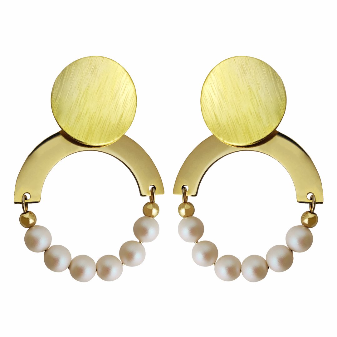 Pendientes-dorados-y-perlas Pendientes Sofía - bisutería artesanal de Katarsis