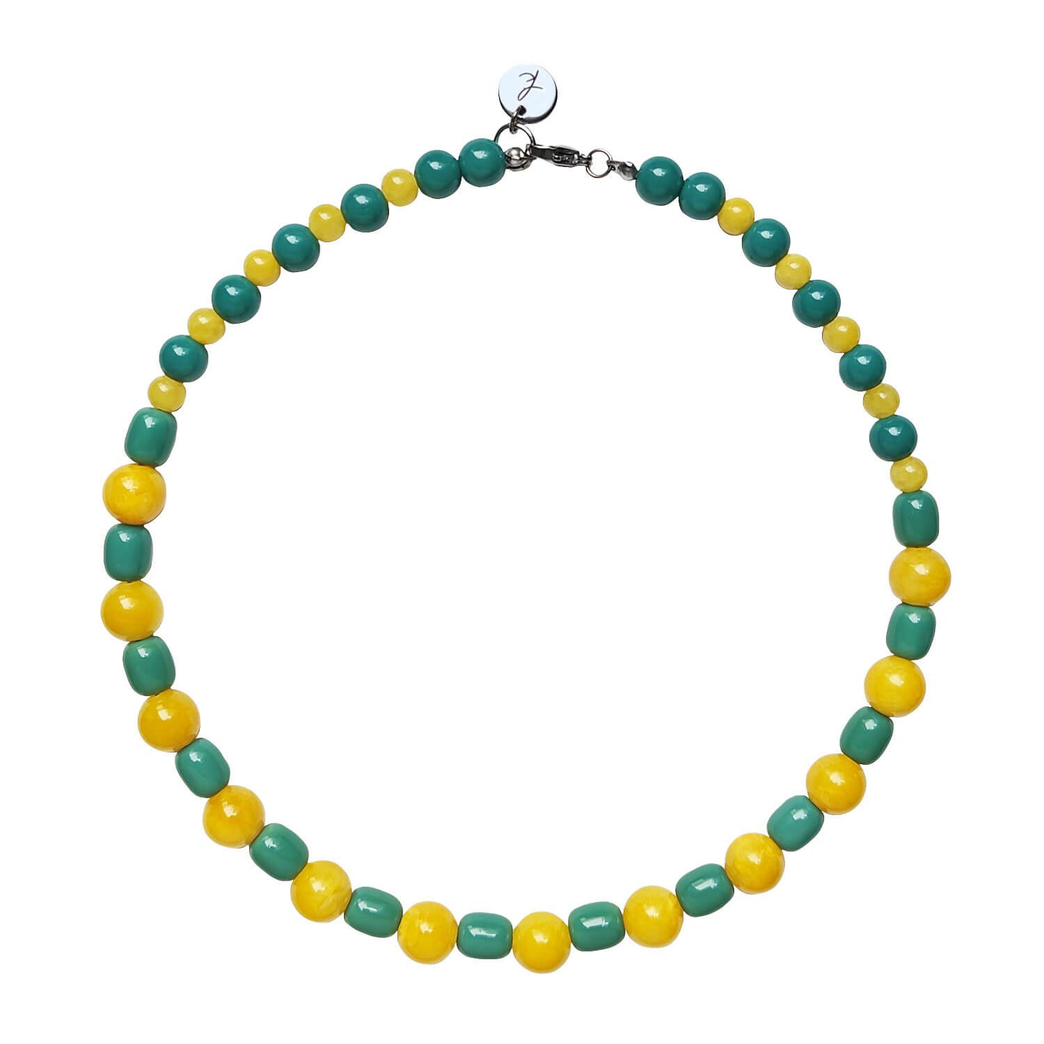 Collar-verde-y-amarillo-fondo-web Collar Jaune - bisutería artesanal de Katarsis