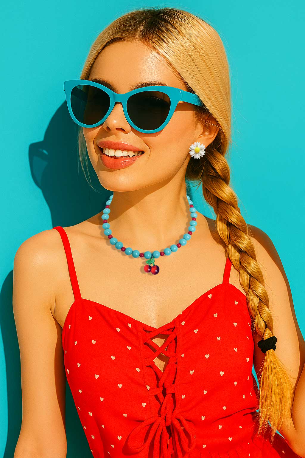 Modelo-Collar-Cherry-Pop-4 Collar Cherry Pop - detalle 3 - bisutería artesanal Katarsis